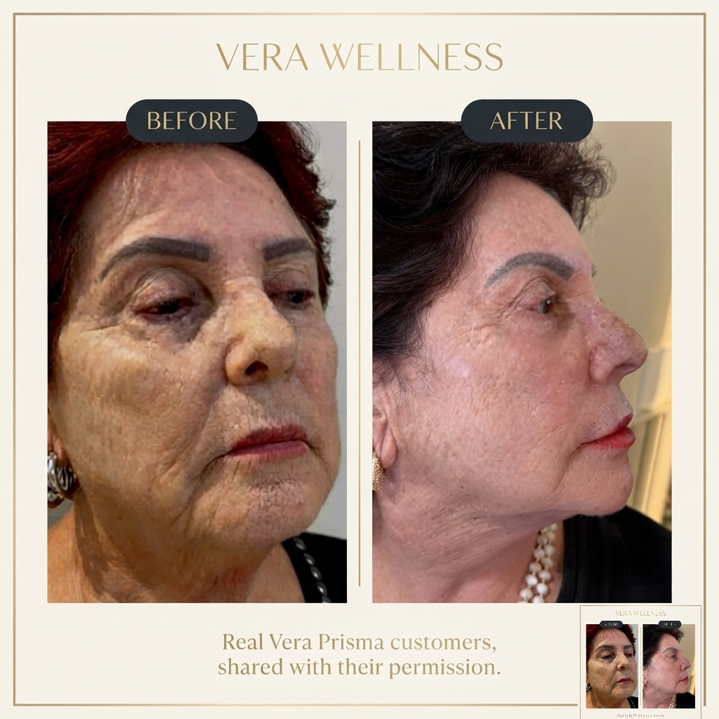 Vera Prisma – 7 Wavelength 3-in-1 Wearable LED Light Therapy System, Face Mask, Neck & Eye Attachments, 400+ LEDs, Red & Near-Infrared Light Therapy