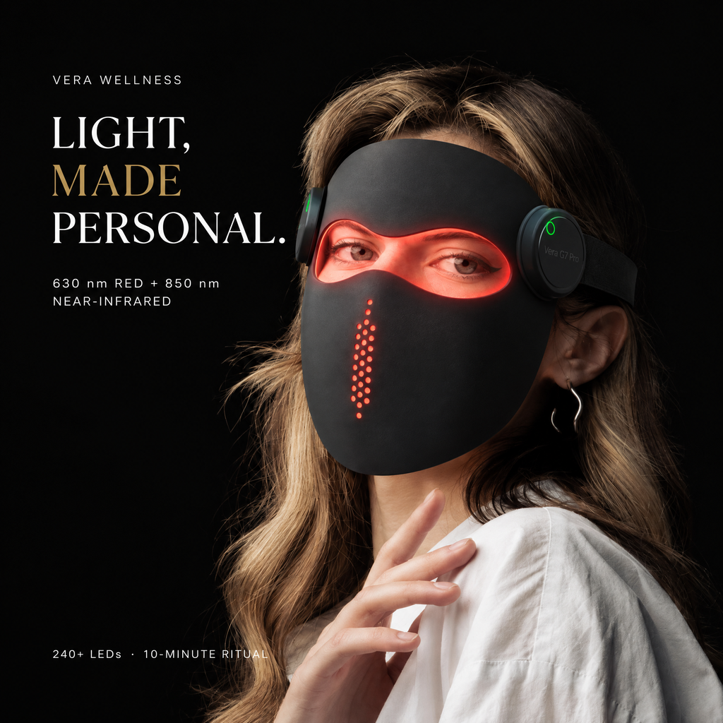 Vera G7 Pro – 5 Wavelength LED Light Therapy Face Mask, 240+ LEDs, Red & Near-Infrared Light for Anti-Aging, Collagen & Skin Rejuvenation