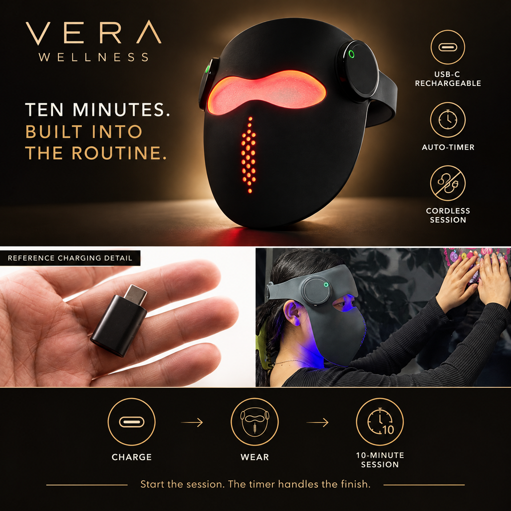 Vera G7 Pro – 5 Wavelength LED Light Therapy Face Mask, 240+ LEDs, Red & Near-Infrared Light for Anti-Aging, Collagen & Skin Rejuvenation