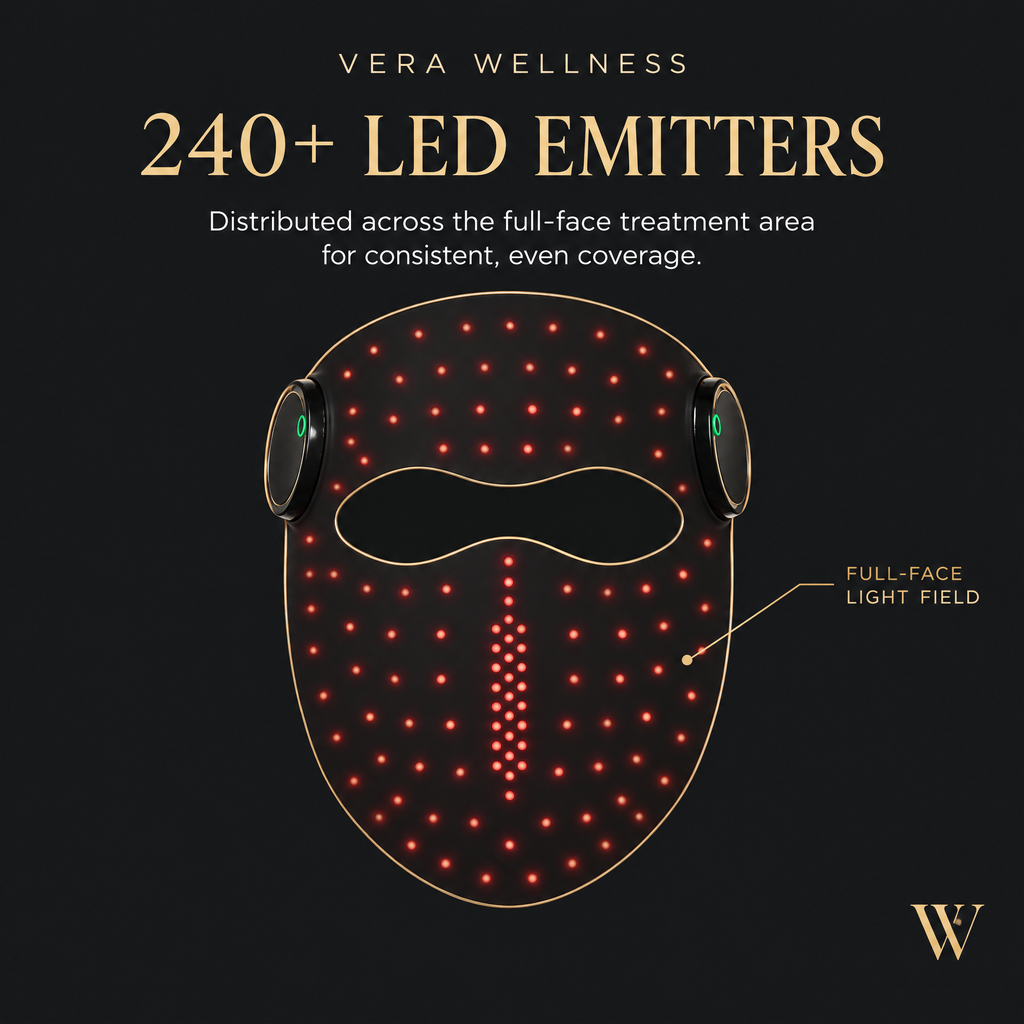 Vera G7 Pro – 5 Wavelength LED Light Therapy Face Mask, 240+ LEDs, Red & Near-Infrared Light for Anti-Aging, Collagen & Skin Rejuvenation
