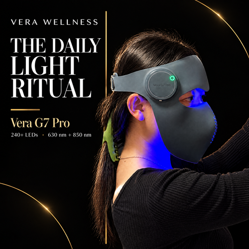 Vera G7 Pro – 5 Wavelength LED Light Therapy Face Mask, 240+ LEDs, Red & Near-Infrared Light for Anti-Aging, Collagen & Skin Rejuvenation