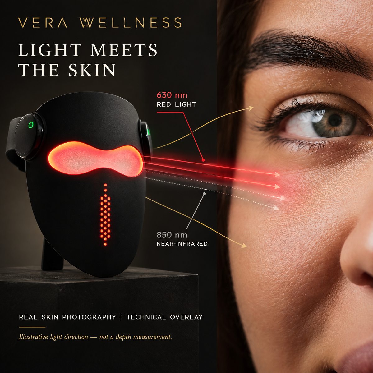 Vera G7 Pro – 5 Wavelength LED Light Therapy Face Mask, 240+ LEDs, Red & Near-Infrared Light for Anti-Aging, Collagen & Skin Rejuvenation