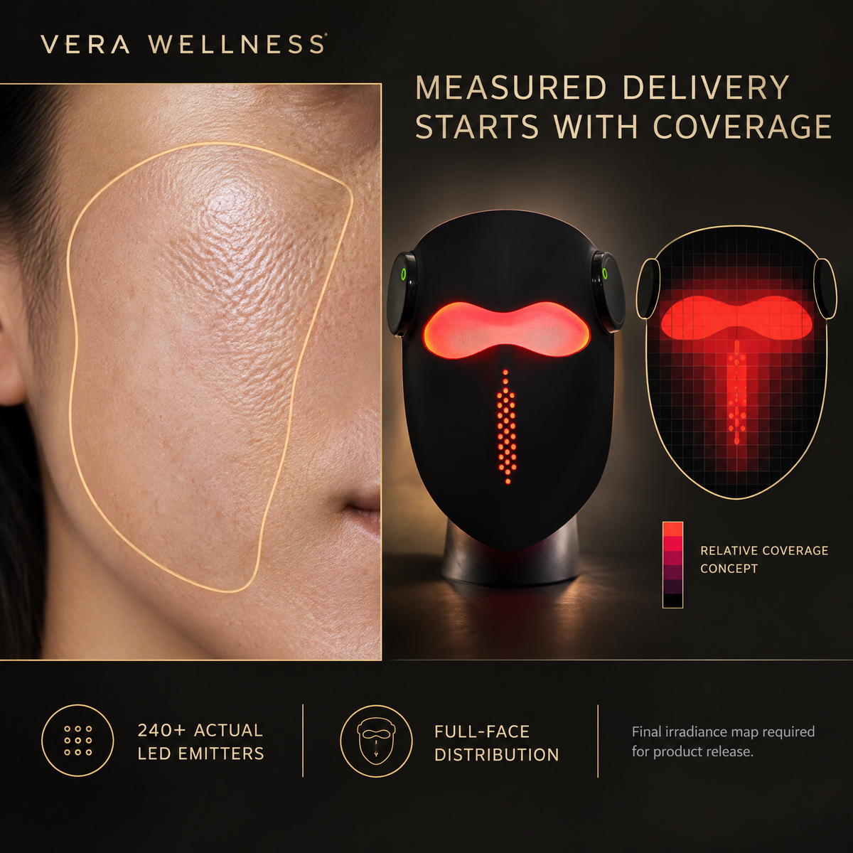 Vera G7 Pro – 5 Wavelength LED Light Therapy Face Mask, 240+ LEDs, Red & Near-Infrared Light for Anti-Aging, Collagen & Skin Rejuvenation