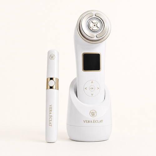 VERA ÉCLAT™  Medical-Grade 3-in-1 RF, Microcurrent & Tri-Wavelength LED Facial System  Clinical-grade technology. One refined device. Visible, consistent results at home — no appointments, no downtime, no guesswork.